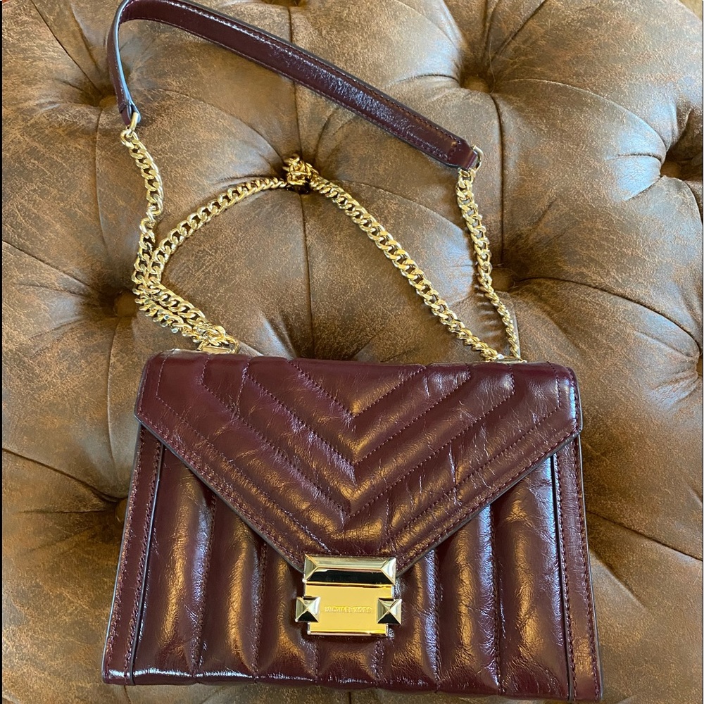 Michael Kors Whitney Purse Lambskin Burgundy